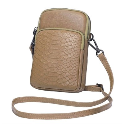 Кожаная сумка для телефона 6562 KHAKI