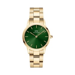 Reloj de cuarzo de acero y chapado en oro amarillo Iconic Link Emerald