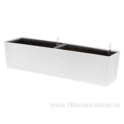 Кашпо PLANTA VITA "Balcony Twist white" с автополивом (пластик), 79х18,5хH19 см