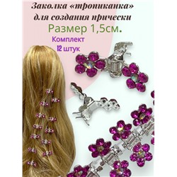 Мини крабики для волос "Тропиканка" 12 шт БН7 Цвет 4