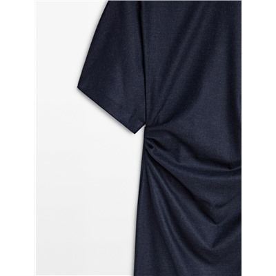 Vestido midi mezcla lana detalle frunce