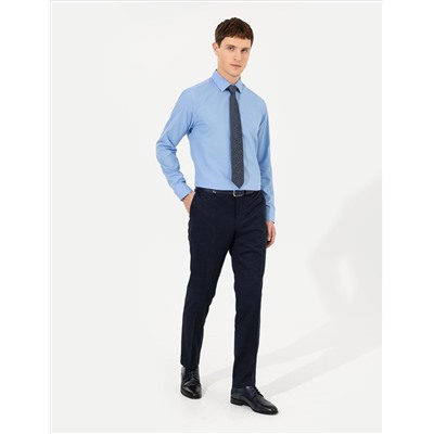 Синий Slim Fit Классическая рубашка с длинным рукавом