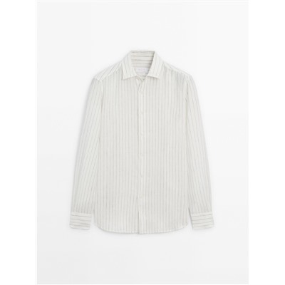 Camisa rayas 100% lino regular fit