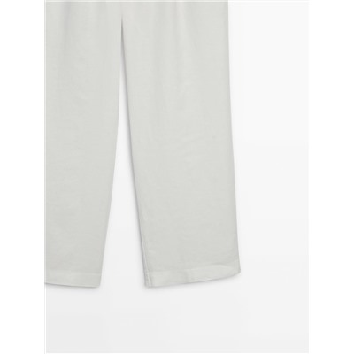 Pantalón lino wide leg