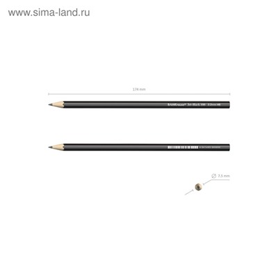 Карандаш чернографитный ErichKrause "Jet Black 100", HB, грифель d=2.2 мм, дерево, шестигранный, в тубусе