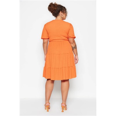 Open Orange Skater v -neck Cruve закрытие вязаного платья с большим размером TBBSS22EL2987