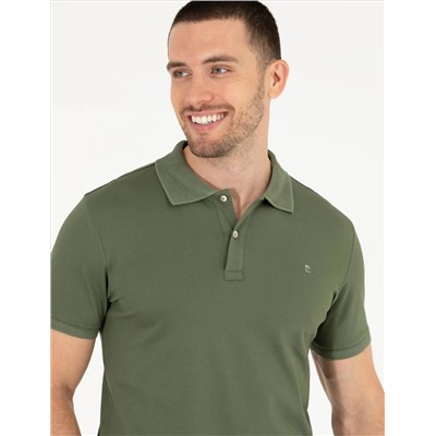 Хаки Slim Fit Polo Yaka Mercerized T -For