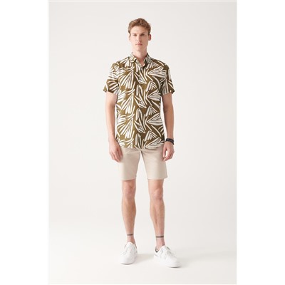 Khaki 100 %хлопковая рубашка с короткими рукавами