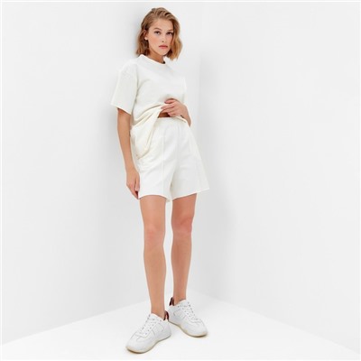 Костюм женский (футболка, шорты) MINAKU: Casual Collection цвет экрю, размер 44