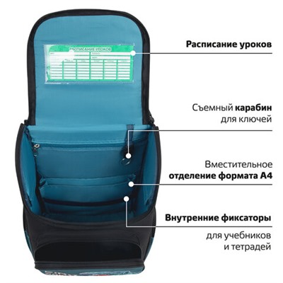 Ранец ПИФАГОР BASIC, 1 отделение, 3 кармана, эргономичная спинка, "Dino world", 35х28х18 см, 272046
