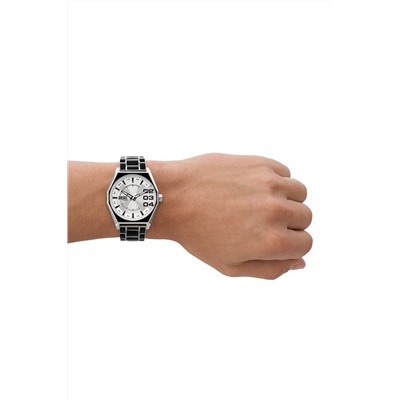 Reloj de cuarzo de acero - Negro y plateado