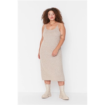 Beige Yumoş Cardigan-Elbise вязание 2 куска большого размера платье tbbaw23ah00004