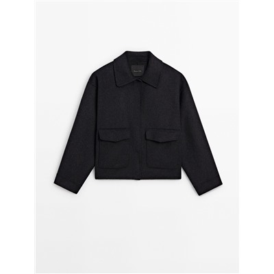 Chaqueta mezcla lana bolsillos