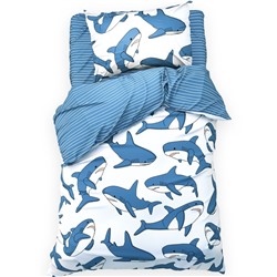 Постельное бельё Этель 1,5 сп Funny shark 143х215 см, 150х214 см, 50х70 см -1 шт, 100% хл, бязь
