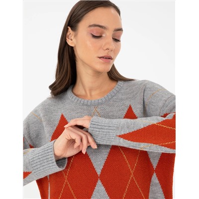 Серый Selanj Comfort Fit Свитер