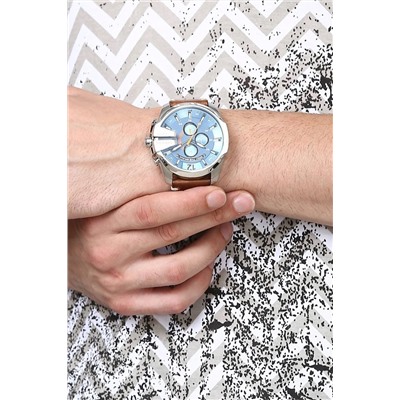 Reloj de cuarzo de piel - Cronógrafo - Marrón y azul
