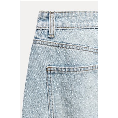 JEANS ZW COLLECTION WIDE LEG TIRO ALTO BRILLOS