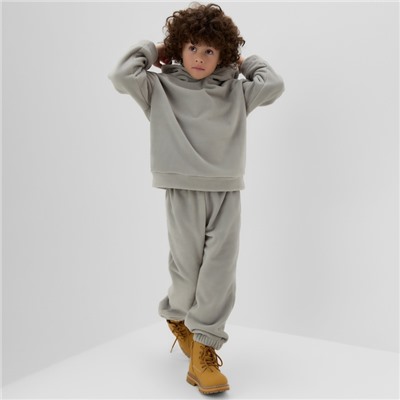 Костюм флисовый (худи и брюки) детский MINAKU: Fleece Soft, цвет графит, рост 116 см
