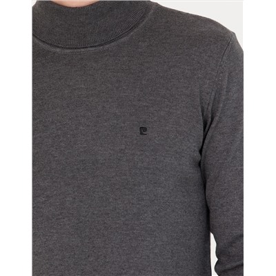 Серый меландж Slim Fit Fisherman воротник базовый трикотажный свитер