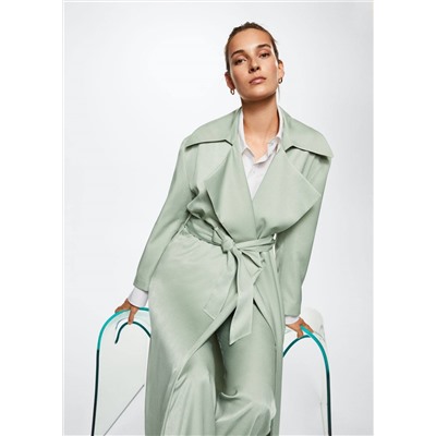 Gabardina fluida cinturón -  Mujer | MANGO OUTLET España