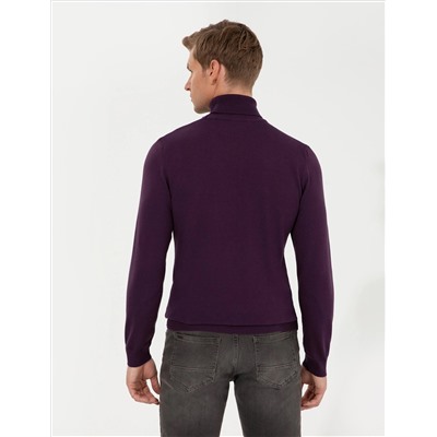 Purple Slim Fit Fisherman воротник базовый трикотажный свитер