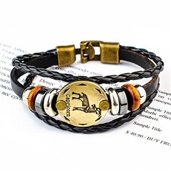 BS313-12 Кожаный браслет с застёжкой Знаки Зодиака - Козерог