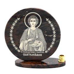 Икона из обсидиана круглая со св."Пантелеймон" д.85