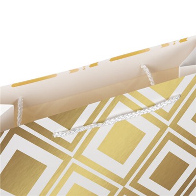Пакет подарочный (1 штука) 26x13x32 см, ЗОЛОТАЯ СКАЗКА "Gold Luxury", тиснение фольгой, белый, 608249