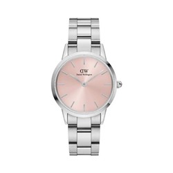 Reloj de cuarzo de acero Iconic Link - 32 mm - Plateado y rosa