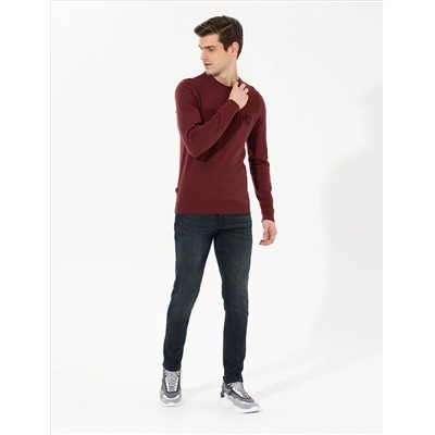 Bordeaux Slim Fit Bike Yaka Knitwear Свитер