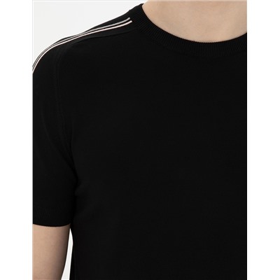 Black Slim Fit Bike Yaka Triko T -For