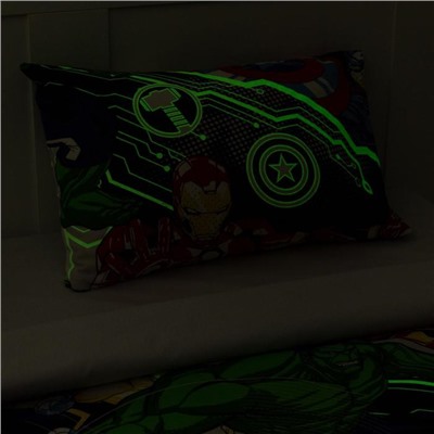 Постельное бельё 1,5 сп Neon Series, Мстители, 143*215 см, 150*214 см, 50*70 см -1 шт, светится в темноте