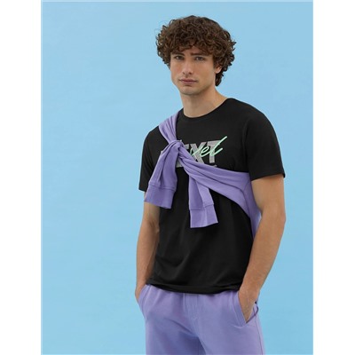 Black Slim Fit Print Print Cycling Bike T -For