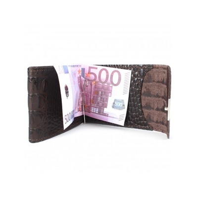 Зажим для купюр Croco-зк-300 (карм на мелочи,  2 кнопки)  натуральная кожа коричневый кайман (62)  213082