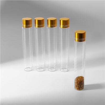 Баночки для хранения бисера, в крафтовой коробке, d=2.2×12 см, 5 шт.