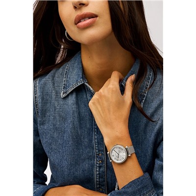 Reloj de cuarzo de acero - Plateado y blanco