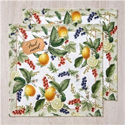 НАБОР САЛФЕТОК ИЗ 2-Х ШТ "FRUIT BASKET",40Х40СМ, 100% ХЛОПОК,БЕЖЕВЫЙ,ТВИЛ,
