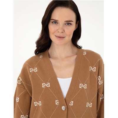 Camel Comfort Fit Triko Cardigan