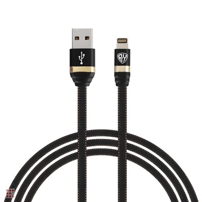 Кабель для зарядки Элегант iP, 1м, 2.4А, тканевая оплётка, черный