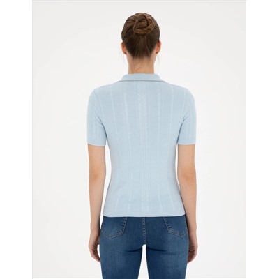 Blue Slim Fit Polo Yaka Triko T -For