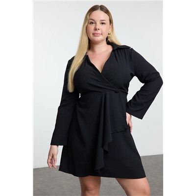 Black Cruve, закрываясь за гибким тканым платьем A-Big Big Size TBBAW25AH00094