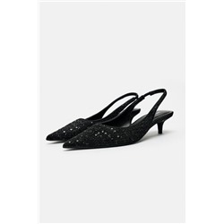 FABRIC HEELED SLINGBACK SHOES