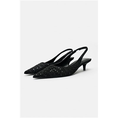 FABRIC HEELED SLINGBACK SHOES
