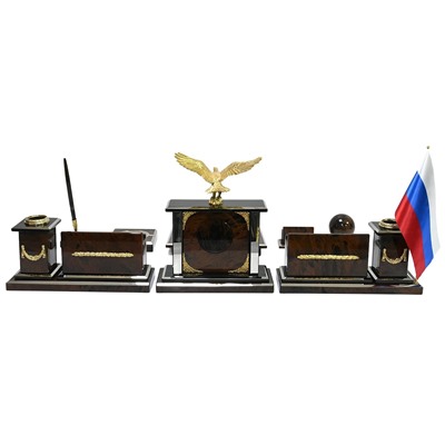 Настольный набор из обсидиана "Орел" 650*360*305мм.