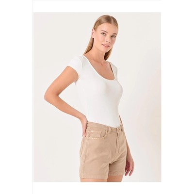 Норковые тканые шорты приталенного кроя с карманами 23SS020052