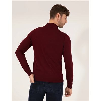 Bordeaux Slim Fit Half Fisherman Sece Sheam. Смешанный базовый вязаный свитер