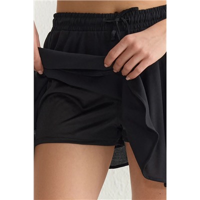 Black Reslected Cut Speat Mini Plating Skirt -Шорты, снятые