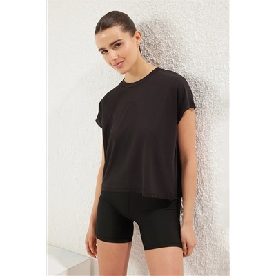Black Micro Fabric Sports Thryt Fit Thmss25ts00001