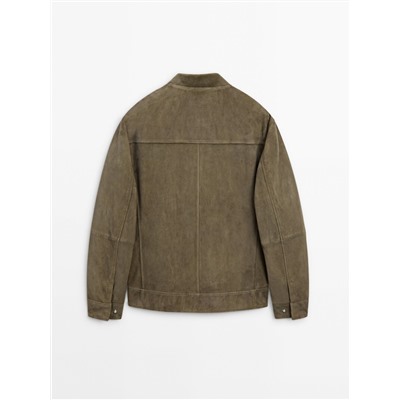 Chaqueta bomber piel ante cremallera