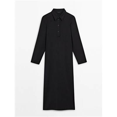 Vestido midi abertura cuello polo
